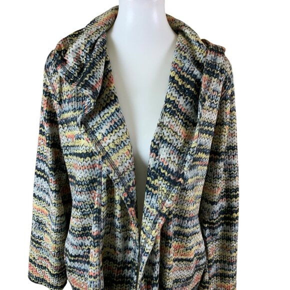 David Cline Multicolor Knit Cardigan Hooded Long Sleeve Abstract Medium - Picture 2 of 5